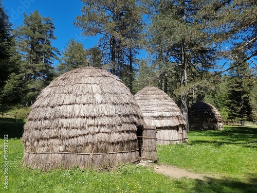 huts in ioannina gifrokampos area, made from straw made from sheepkeepers called sarakatsani in greece