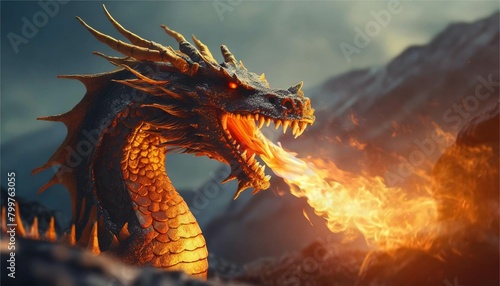 ドラゴンのイメージ 炎 ゲーム 伝説 RPG イメージ イラスト素材