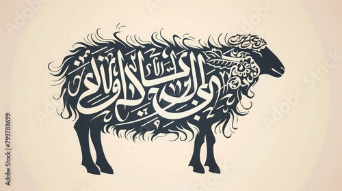 An elegant Eid ul Adha background showcases a noble goat, elegantly isolated against a pristine white background. 