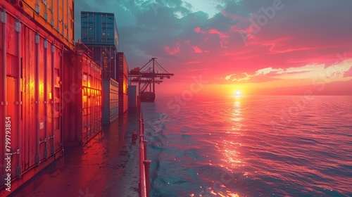 Sunset Over Ocean Freight