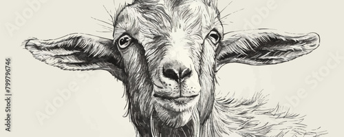 billy goat Engraving style. Simple pencil drawing. vector simple illustration