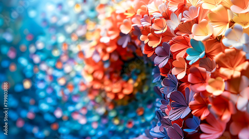 Abstract Paper Flower Mosaic in Warm Tones.