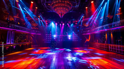 Italian LED lighting systems animating the dance floor of a stylish nightclub.
