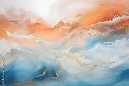 Heavenly Beach Haven, abstract landscape art, painting background, wallpaper, generative ai