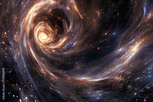 Cosmic vortex filled with swirling, glittering stardust.