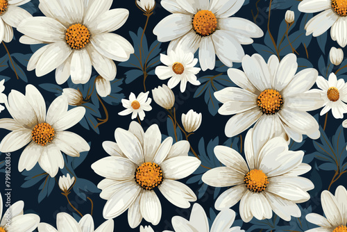 Daisy flower vector illustration in seamless pattern. artwork design 