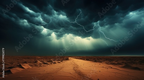 Dramatic desert storm landscape