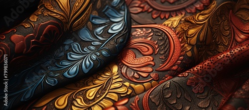 colorful floral ornamental cloth waves, motif, pattern 57