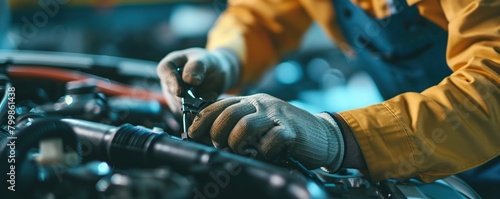 mechanic working in garage. Machine repair and maintenance services
