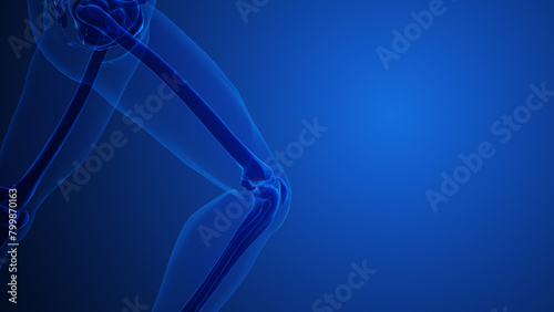 Knee Joint Pain with blue background