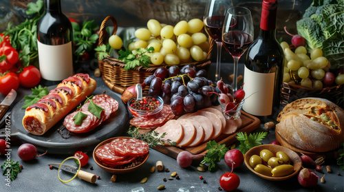 still life with food and wine with link provided