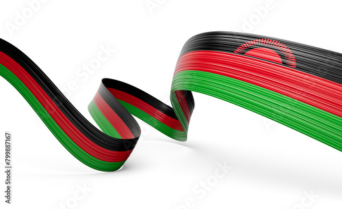 3d Flag Of Malawi 3d Shiny Waving Malawi Ribbon Flag On White Background 3d Illustration