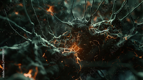 Cinematic shot of neurons and brain cells, visualizing the complex network within the human brain