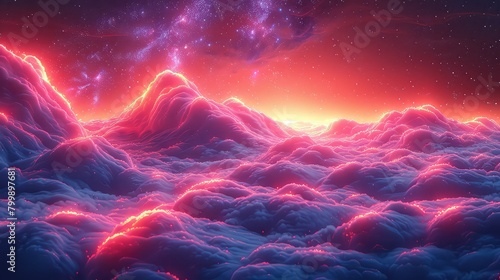Purple cumulus clouds fill the sky with smoke, creating a colorful afterglow