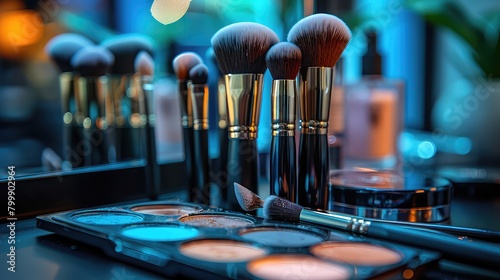 Different decorative cosmetics on makeup table