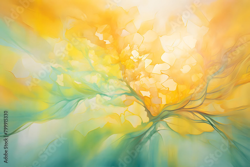 Heavenly Sunshine Haven, abstract landscape art, painting background, wallpaper, generative ai