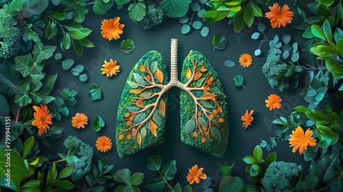 A vibrant illustration of lungs surrounded by greenery and fresh air, representing the health benefits of quitting smoking.