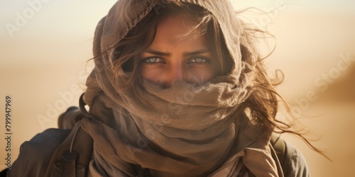 Mysterious woman in desert scarf