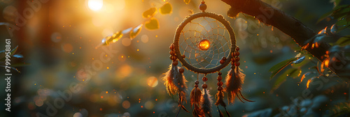  Immerse yourself in the calming presence of a dr, Dream catcher hanging outside in the morning 
