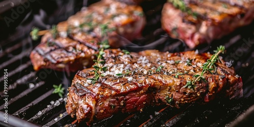 sirloin grilled on a grill barbecue.