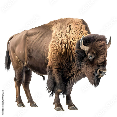 Bison animal on transparent background. Generative ai design art.