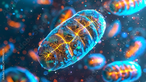 Dynamic cellular respiration: mitochondria powering energy production in animal cells - biochemical metabolism concept