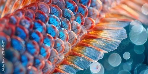 Zoomed-in view of a fish's fin, high-magnification with intricate structures