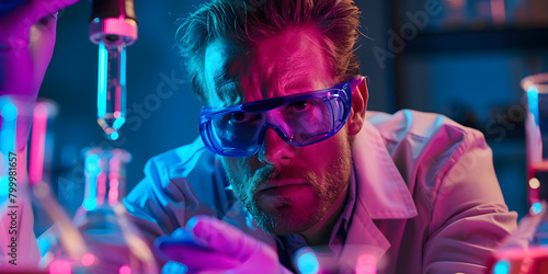 Observando uma reação química no laboratório