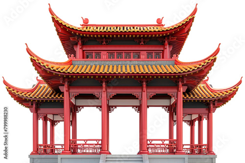 Asian-architecture Temples On Transparent Background.