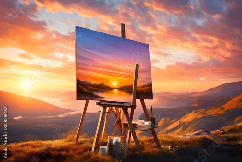 oil painting at sunset