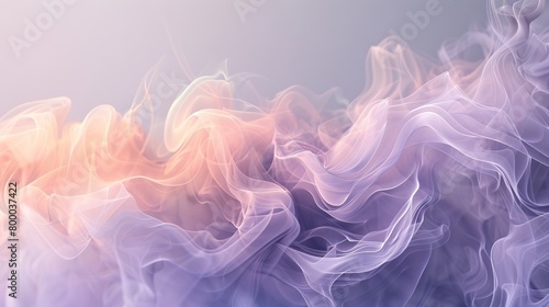 A subtle smoke texture in shades of lavender and soft peach gracefully diffusing across a light gray background