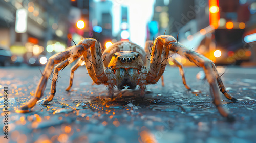 A Photo of a Spider on the Street of a Major City 