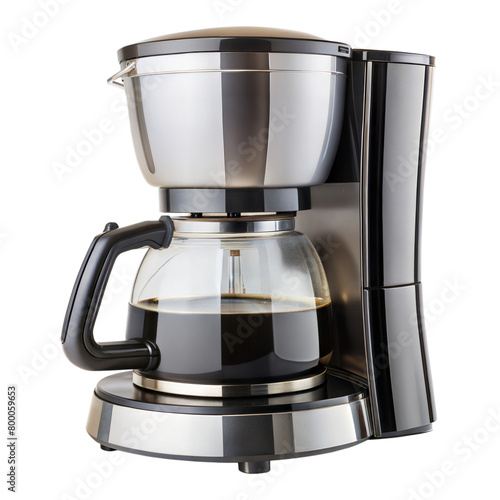 Modern coffee maker with fresh coffee on a light background