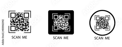 QR code set. Scan Me. Scan qr code icon. Template of frames for QR code with text - scan me. Vector illustration.