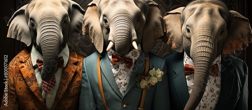 Elephant suit bow tie streets