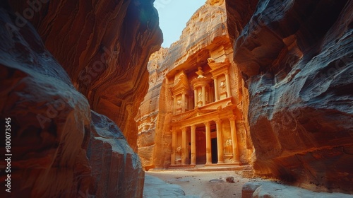 Petra Siq, narrow canyon entrance in Jordan