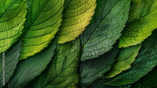 Layered Green Leaves with Yellowing Edges