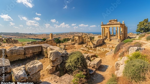 Panoramic view of the Tarxien temples, ancient Maltese site