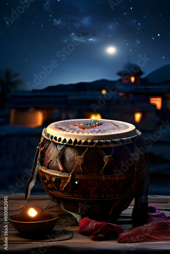 tabla thnic musical instrument positioned centrally against a night sky backdro aspect 