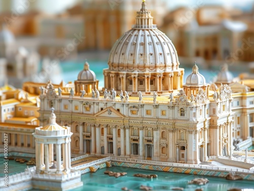 High-magnification view of the Vatican City's intricate architecture, religious center