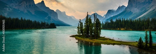 Majestic Beauty: Spirit Island on Maligne Lake, Jasper National Park, AB, Canada - Captured in Breathtaking 4k image