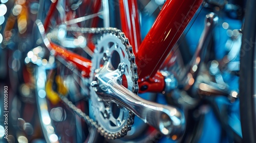 Detailed bicycle chain and gears, showcasing mechanical intricacies in summer olympic sport theme