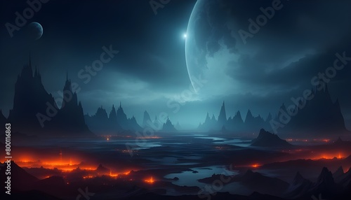 Landscape with dark mode and dangerous place