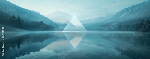Surreal landscape with a white triangle