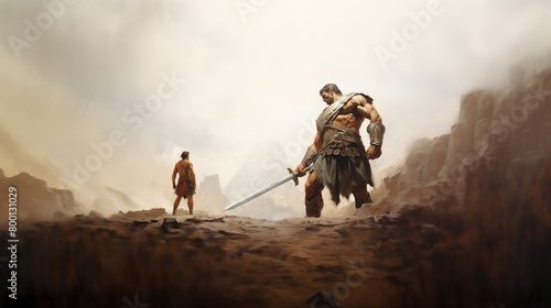 The story of David and Goliath from the Bible illustrates the triumph of faith and strength as the young shepherd defeats the giant, securing a remarkable victory.