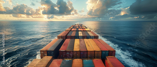 Awe-inspiring view of cargo and ocean from container ship deck