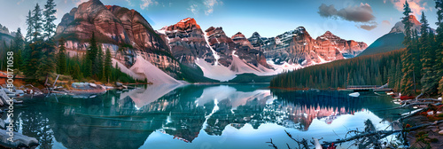 Moraine lake panorama in Banff National Park, 