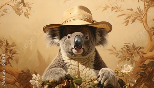 A koala wearing an Akubra hat.