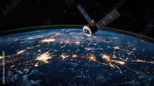 Satellite in space orbit earth communications technology data information connection star link global