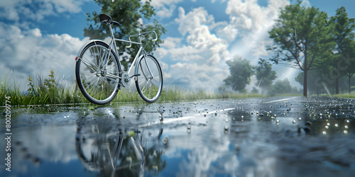 Realistic water drops on bicycle HD 8K wallpaper Stock Photographic 
